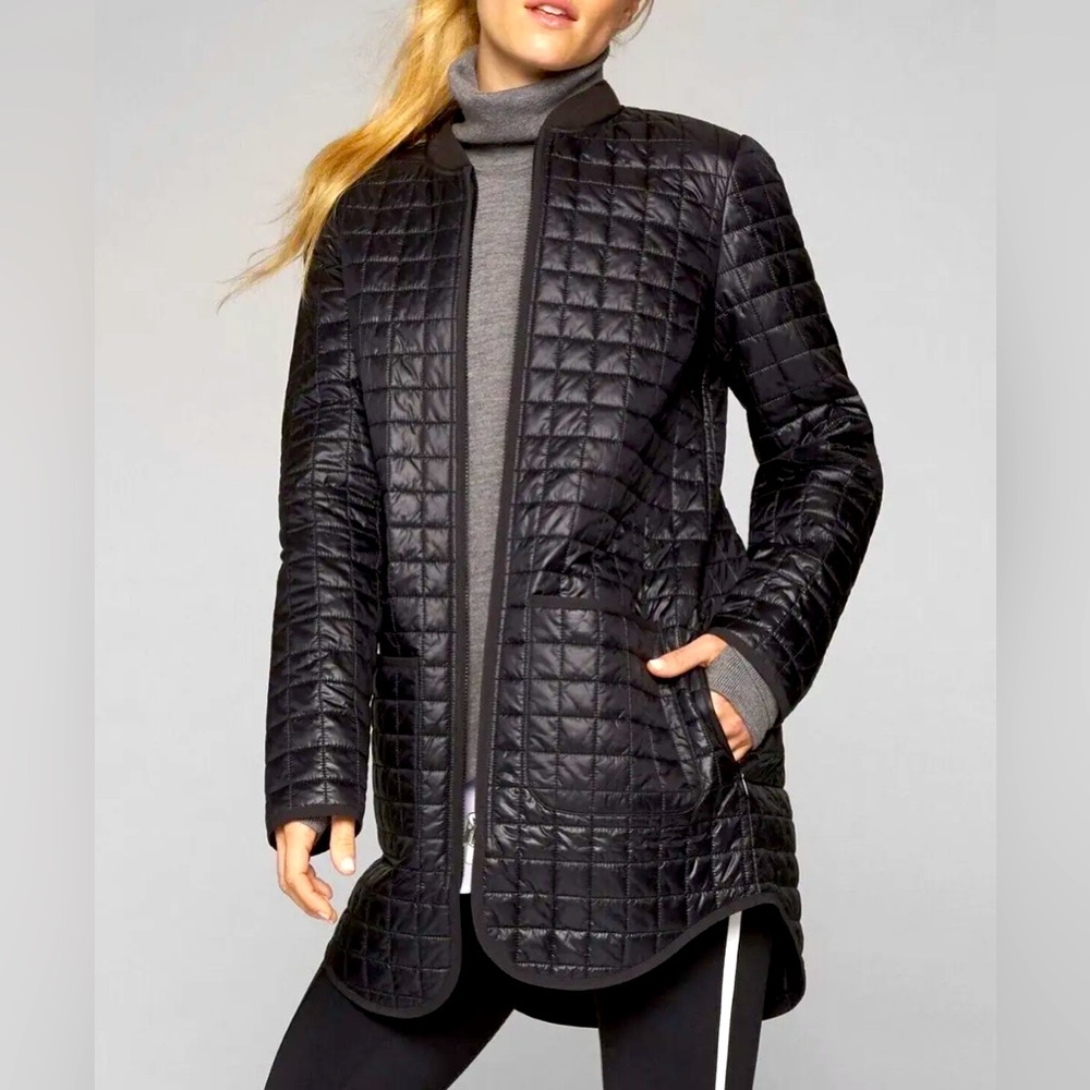 Athleta Recycled Grandview Primaloft Shell Long Black Quilted Jacket - Small